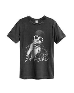 Amplified - Nirvana Unisex Herren T-Shirt - Kurt Cobain Foto (Grau) (S-XL) (S) von Amplified