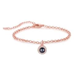 Amsgedhie Personalisiertes Foto-Armband, Damen-Edelstahl-Armband, Muttertag Geburtstagsgeschenk, Damenschmuck Überraschungsgeschenk (Farbfoto, Roségold) von Amsgedhie