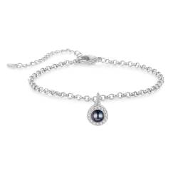 Amsgedhie Personalisiertes Foto-Armband, Damen-Edelstahl-Armband, Muttertag Geburtstagsgeschenk, Damenschmuck Überraschungsgeschenk (Schwarz-Weiß-Bild, Silber) von Amsgedhie