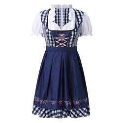 Amxleh Dirndl Damen Midi Trachtenkleid Trachtenmode Trachtenrock Kleid inkl. Dirndlbluse Dirndlschürze 3 teilig für Oktoberfest Besondere Anlässe Grün/Grau/Rosa Dirndl für Damen enthält Bluse von Amxleh