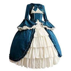 Amxleh Mittelalter Kleidung Damen Renaissance Prinzessin Kleider Barock Rokoko Kleidung Lolita Kleidung Viktorianisches Königin Maxi Kleider Elegant Abendkleider Cocktailkleid Party A-Linie Kleid von Amxleh