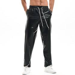 Amy Coulee Herren Glänzend Metallic Hosen Nachtclub Disco Hose (Schwarz, XL) von Amy Coulee