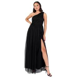 Anaya with Love Damen Womens Ladies Maxi One Cold Shoulder Dress with Slit Split Sleeveless Prom Wedding Guest Bridesmaid Ball Evening Gown Kleid, Black, 54 von Anaya with Love