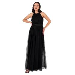 Anaya with Love Ladies Maxi Dress for Women Halter Neck Long Sleeveless with Belt A Line Evening Gown Ball Prom Wedding Guest Bridesmaid, Schwarz 34 von Anaya with Love