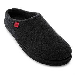 Andrés Machado - Hausschuhe für für Herren für Sommer – Unisex Slipper für drinnen und draußen - AM001 – Schlappen aus Filz mit Rutschfester Gummisohle – Schwarz, EU 46 von Andrés Machado