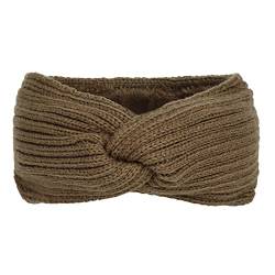 2 Stück Stirnband Damen Winter, Strick Warmes Stirnbänder, Gestrickt Haarband Elastische, Verdicken Kopfband Haarbänder für Frauen Mädchen, Einfach und Vielseitig,Khaki von Anevous