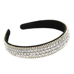 Strass Stirnband,Stirnbänder Damen,Glitzernde Kristall Haarbänder,Breites Haarband Haarreif,Modisch Stirnbänder,Frauen Mädchen Haarschmuck,Haarreifen für Hochzeit,Braut,Party,Weiß von Anevous