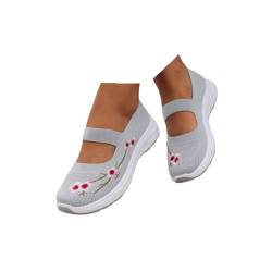 Anfuffjie Orthopädische Schuhe für Damen, modische Slip-On-Sneaker, atmungsaktive gewebte Diabetes-Schaumstoffschuhe mit Fußgewölbeunterstützung, rutschfeste Sportschuhe aus Mesh, lässige Sneakers von Anfuffjie