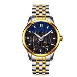 AngDu Herrenuhren Herren Mechanische Automatische Skelett Wasserdichte Militär Casual Business Sport Großes Gesicht Große Zifferblatt Schwarz Silber Gold Armbanduhr Edelstahl Uhren für Männer von AngDu