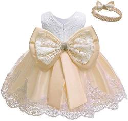 Angel ZYJ Kleinkind Baby Mädchen Kleid Geburtstag Bowknot Hochzeit Tutu Prinzessin Blume Spitzenkleid (Champagne, 12-18 Monate) von Angel ZYJ