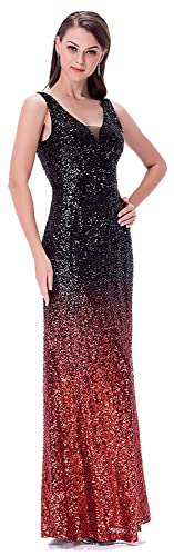 Angel-fashions Damen Pailletten V-Ausschnitt Ballon Gatsby Flapper Abendkleid XLarge von Angel-fashions