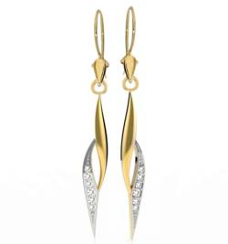 AngelGold GOLDENE OHRRINGE MIT ZIRKONIA, 333ER GOLD AN HAKENVERSCHLUSS von Angel gold