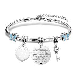 Angelra Geburtstag Geschenke Frauen Mädchen Armbänder Geburtstag Armband 7,8,9,10-21st 25-70 Jahrestag Geschenke Armband für Mama Oma Tante Schwester Schwester Freund Tochter Enkelin Teenager (21) von Angelra