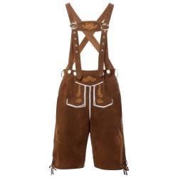 Angenster Lederhose Herren Tracht, Trachtenlederhosen für Herren Lederhose Herren Kurz mit Träger Oktoberfest Herren Outfit, Bayerische Tracht Herren für Oktoberfest Feierlichkeiten (Braun, M) von Angenster