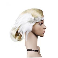 Angoily Flapper Stirnband Feder 1920er Jahre Haarschmuck 1920er Jahre Stirnb?nder Für Frauen Brüllendes 20er Jahre Stirnband Haarband Weiß Braut Europäisch Und Amerikanisch von Angoily