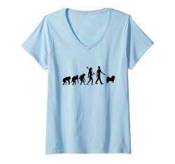 Damen Evolution Chow Chow Hund T-Shirt mit V-Ausschnitt von Animal Chow Chow Dog Lover Gifts