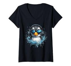 Damen Pinguin Wasser Splash Tierliebe Pinguin T-Shirt mit V-Ausschnitt von Animal Splash