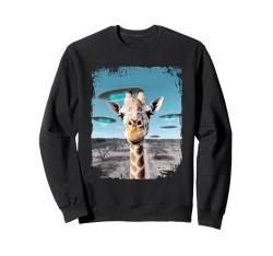 Lustiges Giraffe Afrika Savanne Selfie mit Alien UFOs Sweatshirt von Animals, Pets, Aliens and UFOs