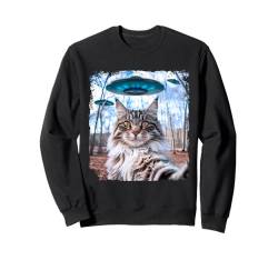 Lustiges Katzen-Selfie mit Alien-UFOs Sweatshirt von Animals, Pets, Aliens and UFOs