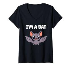 Damen Child Animals Bats Cute bird minimalist funny i'm a Bat T-Shirt mit V-Ausschnitt von Animals Birds Halloween Animals Funny Bat