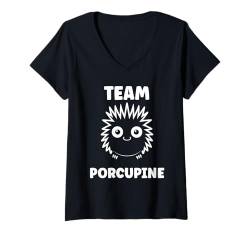 Damen Humor Simple minimalist cute rodent team Porcupine T-Shirt mit V-Ausschnitt von Animals Rodent minimalist Funny Porcupine