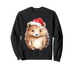 Weihnachts-Igel in Weihnachtsmannmützen, niedlicher Baby-Igel für Kinder Sweatshirt von Animals in Christmas Hats Group Family Pyjama tops