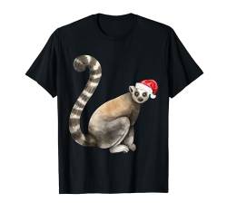 Weihnachts-Lemur in Weihnachtsmannmützen, niedlicher Lemur für Mädchen und Jungen T-Shirt von Animals in Christmas Hats Group Family Pyjama tops