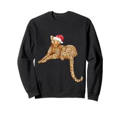 Weihnachts-Leopard in Weihnachtsmannmützen, niedlicher Leopard für Mädchen und Jungen Sweatshirt von Animals in Christmas Hats Group Family Pyjama tops