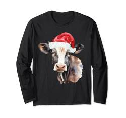 Weihnachtskuh in Weihnachtsmannmützen, niedliche Kuh für Mädchen und Jungen Langarmshirt von Animals in Christmas Hats Group Family Pyjama tops