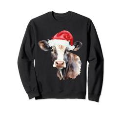 Weihnachtskuh in Weihnachtsmannmützen, niedliche Kuh für Mädchen und Jungen Sweatshirt von Animals in Christmas Hats Group Family Pyjama tops