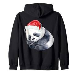 Weihnachtspanda in Weihnachtsmannmützen, niedlicher Panda für Mädchen oder Jungen Kapuzenjacke von Animals in Christmas Hats Group Family Pyjama tops