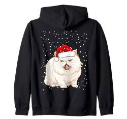 Wütende Weihnachtskatze in Weihnachtsmannmütze, lustige Stimmungskatze für Jungen und Mädchen Kapuzenjacke von Animals in Christmas Hats Group Family Pyjama tops