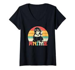 Damen Lustiger japanischer Otaku-Kunst-Mang im Anime-Vintage-Design T-Shirt mit V-Ausschnitt von Anime Clothing Anime Men Women Boys Girls Kids