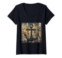 Damen Anker T-Shirt Seemann & Kapitän Design Segeln Motorboot T-Shirt mit V-Ausschnitt von Anker Seemann & Kapitän Shop IBK