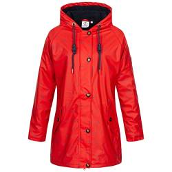 Ankerglut Damen Friesennerz Regenmantel Kapuze Gefüttert Wasserdicht Wetterfest Übergangsjacke #ankerglutmeer Regenjacke, red, 36 von Ankerglut