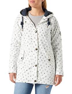 Ankerglut Damen Friesennerz Regenmantel Kapuze Gefüttert Wasserdicht Wetterfest Übergangsjacke #ankerglutwolke Regenjacke, White, 40 von Ankerglut