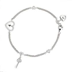 Ankra 925 Damen-Armband 18,5cm Karabinerverschluss Schlüsselanhänger Sterling Silber rhodiniert VNAKRJ-BR0037 von Ankra