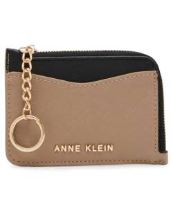 Anne Klein Damen AK Zip Kartenetui mit Schlüsselanhänger, Trüffel/Schwarz, Größe XS, Trüffel/Schwarz, X-small, Ak Kartenetui mit Reißverschluss und Schlüsselanhänger von Anne Klein