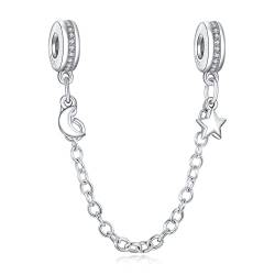 Annmors Halbmond und Stern Sicherungskette 925 Sterling Silber Komfortkette für Armband von Annmors