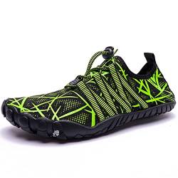 Ansbowey Wasserschuhe Damen Schnell Trocknend Strandschuhe rutschfeste Aquaschuhe Herren Leicht Schwimmschuhe Badeschuhe Barfuß Schuhe Unisex Schwarz Grün 37EU von Ansbowey