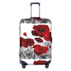 Trolley-Koffer-Schutzhülle, Motiv: rote Mohnblumen, kratzfest, 45,7 - 81,3 cm, geeignet für Reisen, Geschäftsreisen, weiß, S von Anticsao