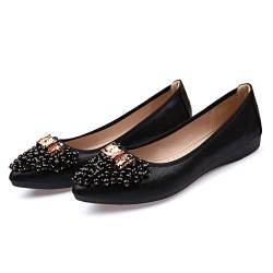 Aoikoy Damen Mädchen Hochzeitsschuhe Klassische Prinzessin Partei Schuhe Glitzer Flamenco Schuhe Slip on Flache Arbeitsschuhe Ballerina Geschlossene Flat mit Strass von Aoikoy