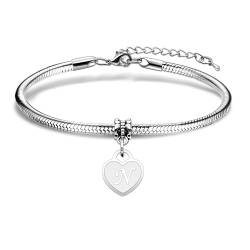 Aosyoisk Brief Armband für Frauen Mädchen. Initial Anhänger Silber Armband Schmuck Geschenk für Mama, Freundin, Sie, Frau, Muttertag, Geburtstag, Valentinstag, Jubiläum (N) von Aosyoisk