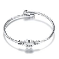 Aosyoisk Liebe Silber Armband für Frauen, personalisierte Öffnung Armband Schmuck Geschenk für Mutter, Tochter, Großmutter, Enkelin (Cousine) von Aosyoisk