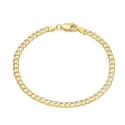 Aotiwe Armband für Damen Gold, Armband Silber 925 Curb Kette Matching Bracelets 16.5cm Schmuck Set Damen von Aotiwe