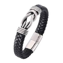 Aotiwe Bracelet Men, Armband Mann Schwarz Armband aus Geflochtenem Lederband mit Schnalle Herren Armband Breit Pu Leder 18.5cm von Aotiwe
