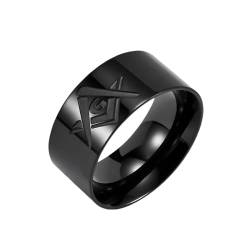 Aotiwe Ring Männer Vintage, Wedding Rings Polierte Freimaurerbreite 10 mm Schwarz aus Edelstahl Größe 60 (19.1) von Aotiwe
