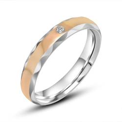 Aotiwe Ringe Damen, Ring Edelstahl Damen Hochglanzpolierter Zirkonia Silber Gold Verlobungsring Damen Dünn Größe 54 (17.2) von Aotiwe