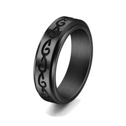 Aotiwe Statement Ring, Eheringe Deko Hochzeit Vintage Muster Drehbar Schwarz aus Edelstahl Größe 65 (20.7) von Aotiwe
