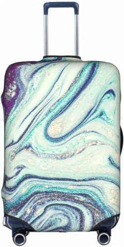 Aotmany Reisegepäckhülle aus Marmor, passend für 45,7 cm, 61 cm, 71,1 cm, 71,1 cm, 81,3 cm, elastische Kofferabdeckung, Schutz mit verdecktem Reißverschluss für Rollkoffer, TSA-geprüft, Blau-weißer von Aotmany